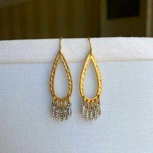 Brass and crystal teardrop earrings